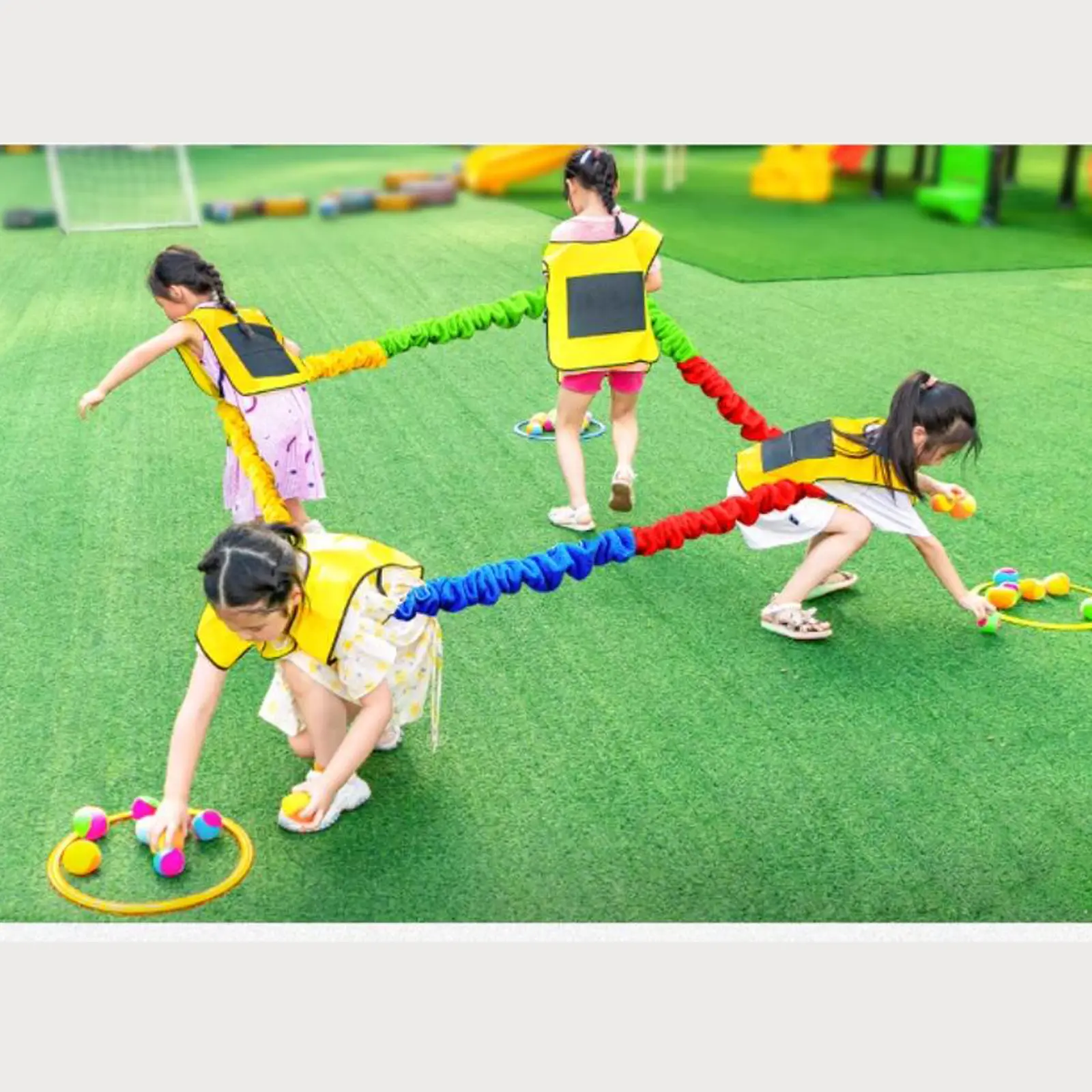 Cooperative Stretch Rope Kids Dynamic Movement Exercise Prop Resistance Band Elastic Fleece Cooperative Stretchy Band Rubber