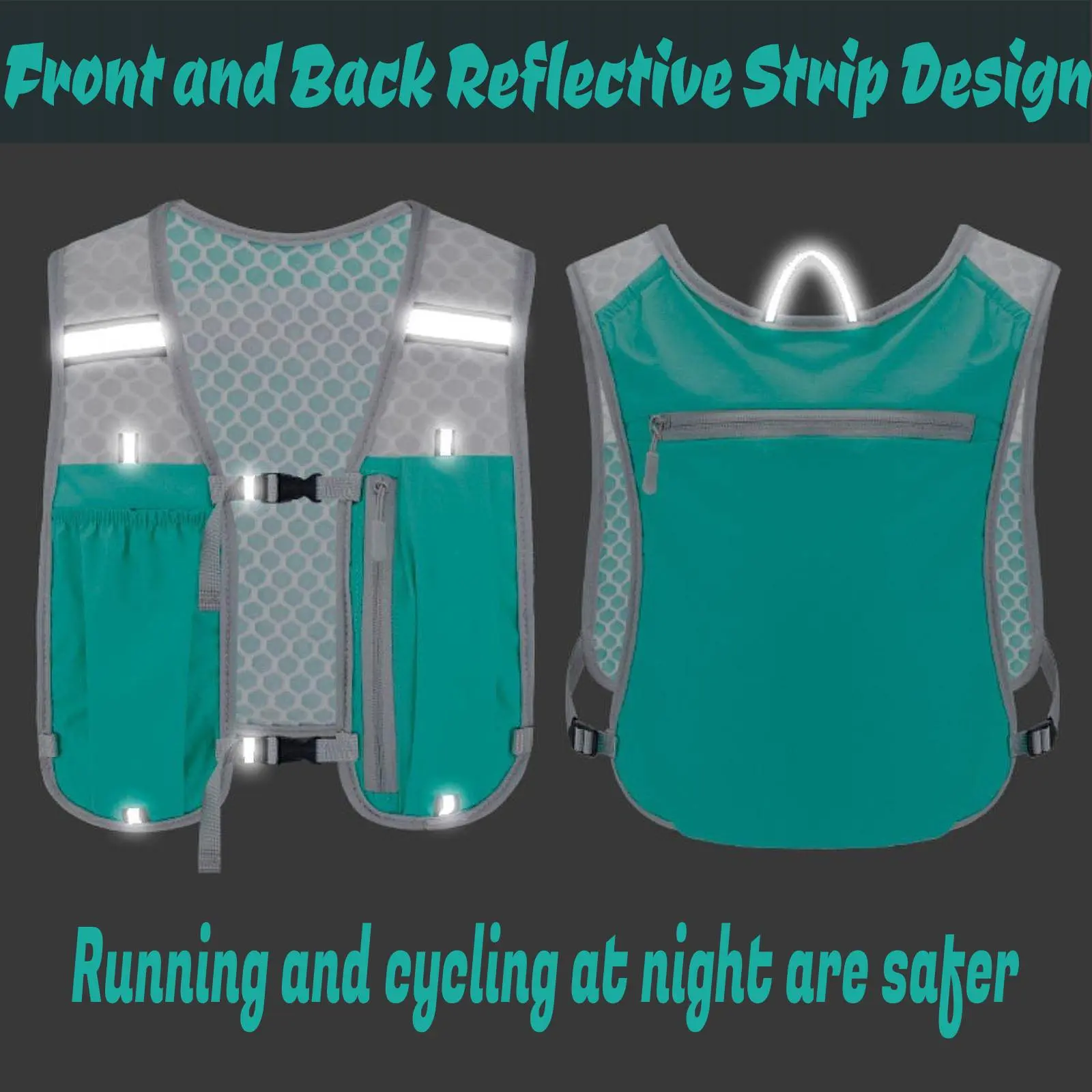 Outdoor Hiking Vest Bag Running Phone Bag Lightweight Sports Multi Storage Backpack Cycling  Bottle Bag with Reflective Stripe