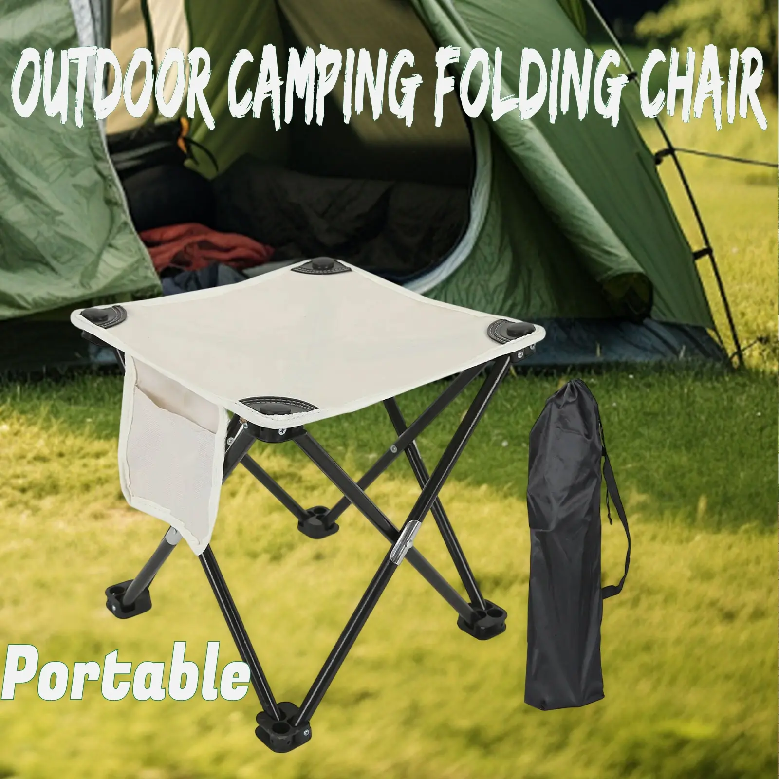 Portable Camping Folding Chair Footrest Compact Lightweight Travel Foot Rest Stool for Outdoor Park Lawn BBQ with Storage Bag