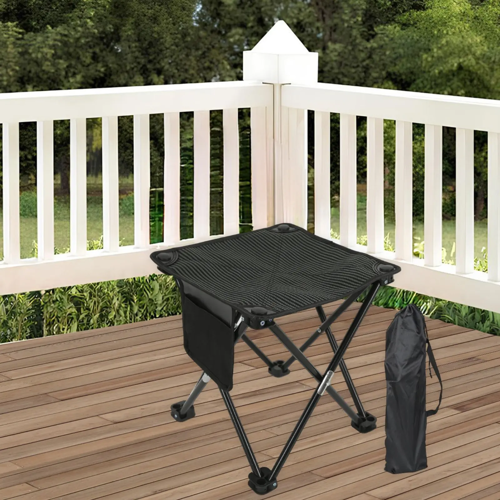 Portable Camping Folding Chair Footrest Compact Lightweight Travel Foot Rest Stool for Outdoor Park Lawn BBQ with Storage Bag