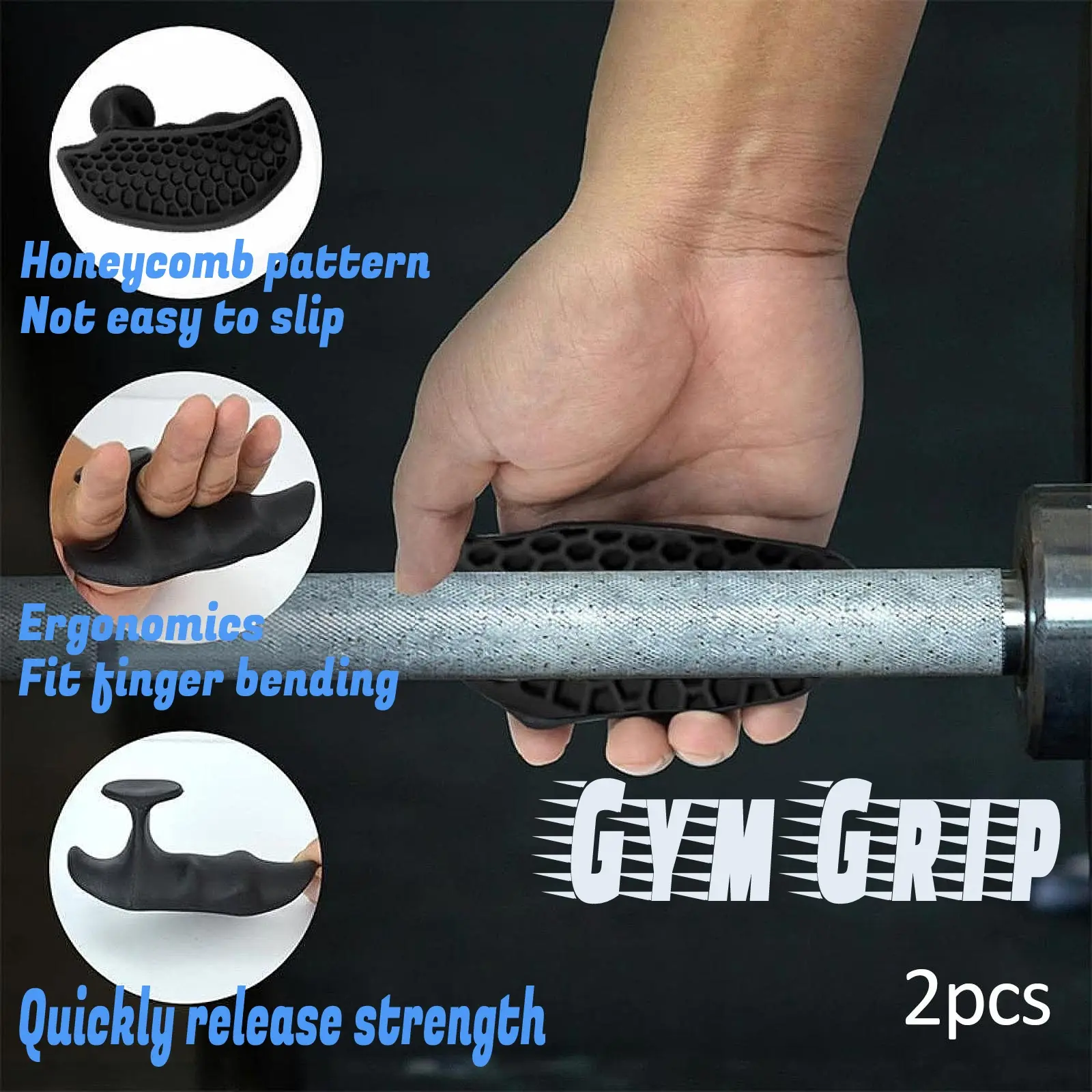 2Pcs Workout Grips Strength Device with Drawstring Storage Bag Gym Weight Lifting Grips Pads Grip Finger Exercise Device