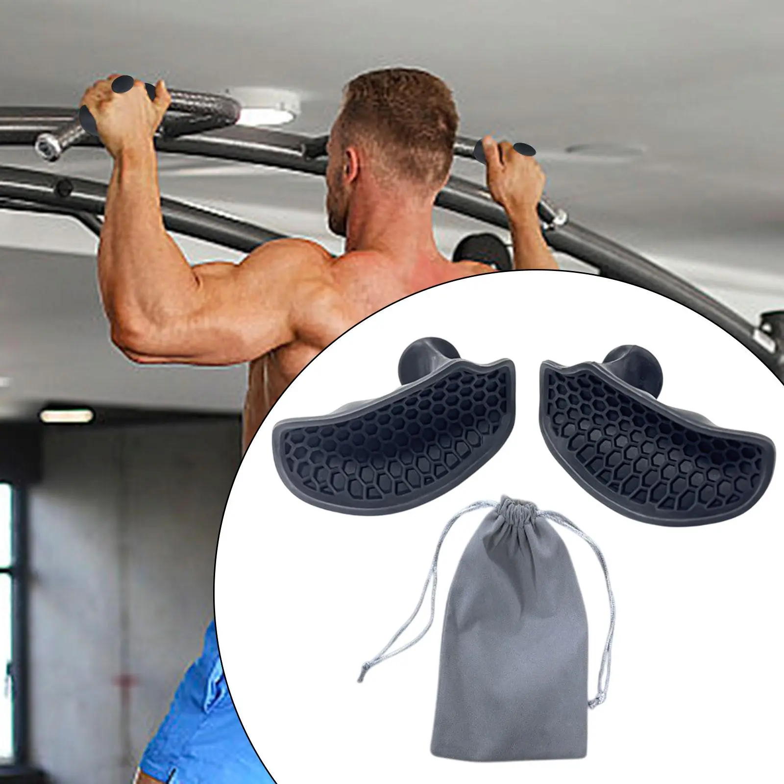 2Pcs Workout Grips Strength Device with Drawstring Storage Bag Gym Weight Lifting Grips Pads Grip Finger Exercise Device