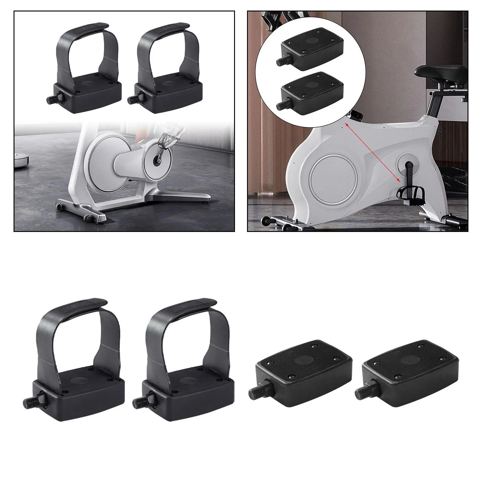 Exercise Bike Pedals 1/2'' Universal Indoor Cycling Pedals for Home Gym Stationary Bicycle Non-Slip Durable Replacement Pedals