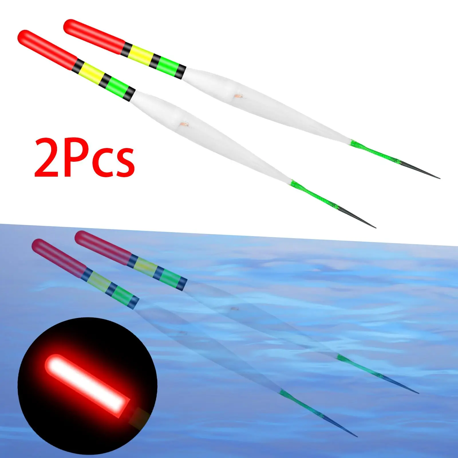 2Pcs Fishing LED Floats Light up Bobbers Electronic Buoy Automatic Reminder Luminous Tackle Smart Electric Fishing Float