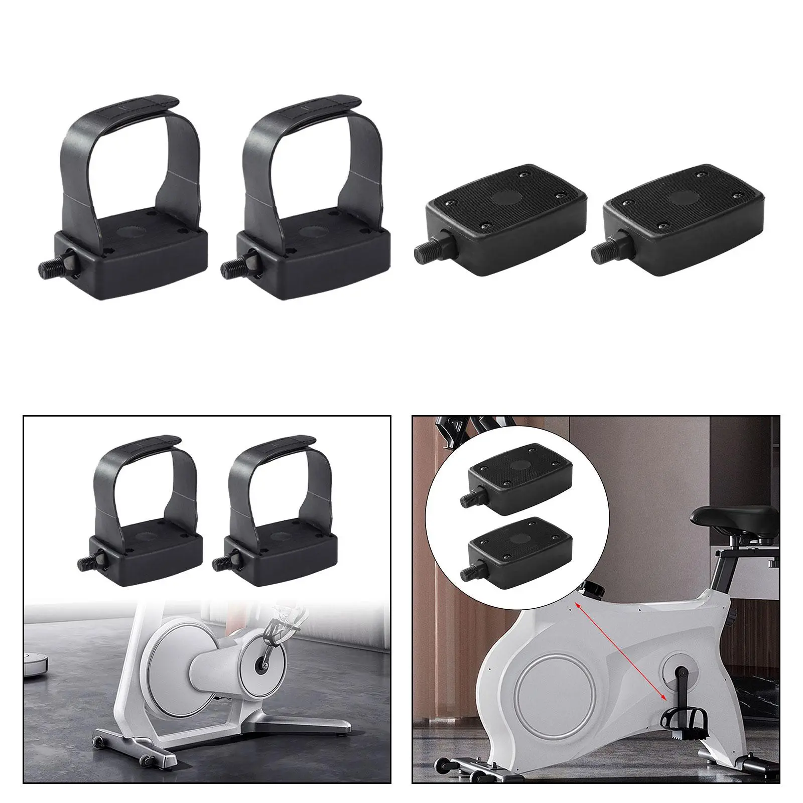 Exercise Bike Pedals 1/2'' Universal Indoor Cycling Pedals for Home Gym Stationary Bicycle Non-Slip Durable Replacement Pedals
