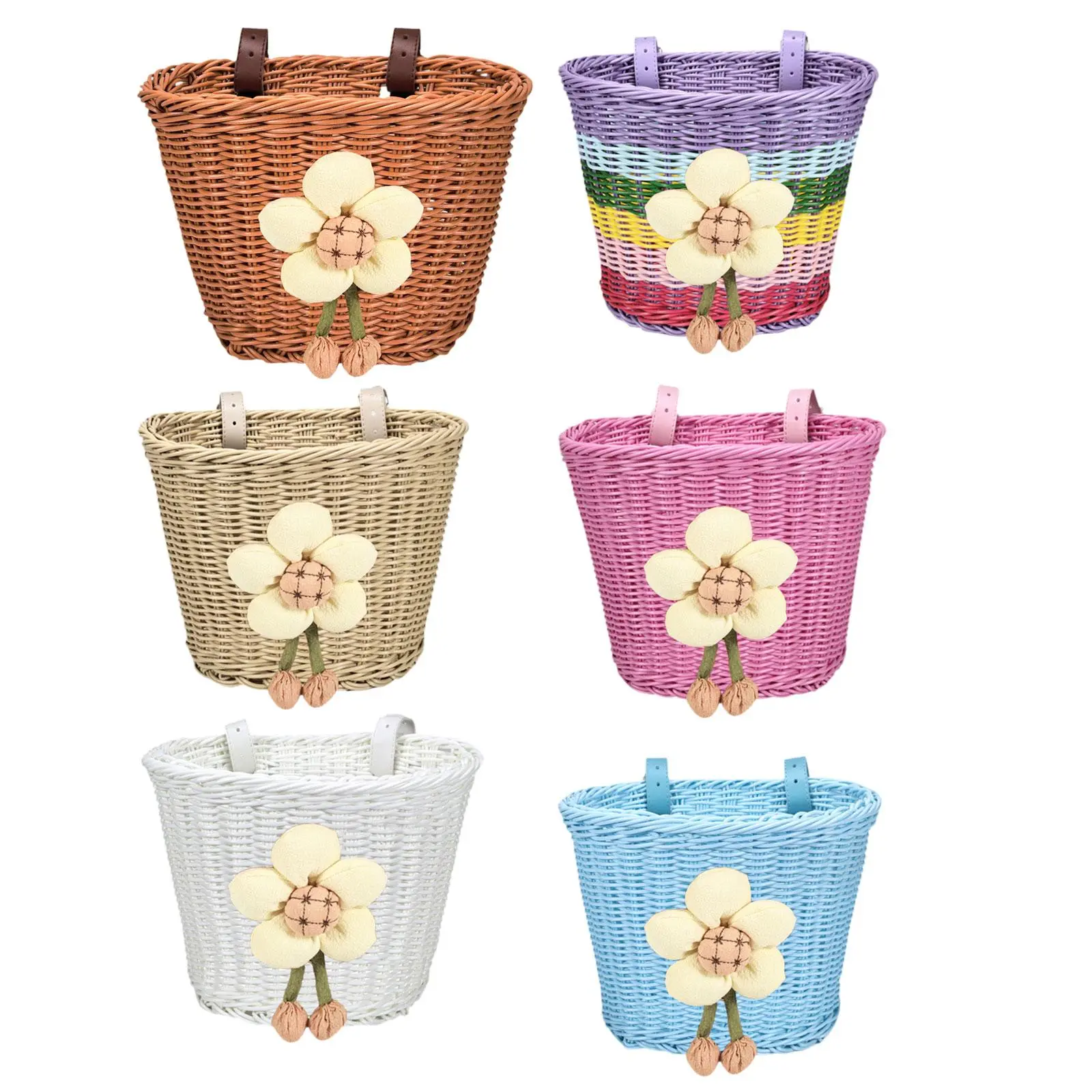 Kids Bike Basket Durable Handlebar Storage Basket with Adjustable PU Straps for Children Perfect for Outdoor Biking Cycling Picn