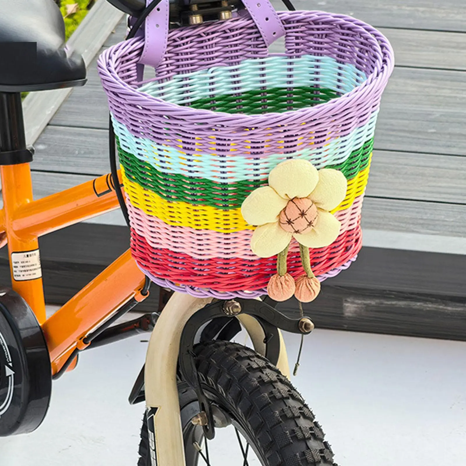 Kids Bike Basket Durable Handlebar Storage Basket with Adjustable PU Straps for Children Perfect for Outdoor Biking Cycling Picn