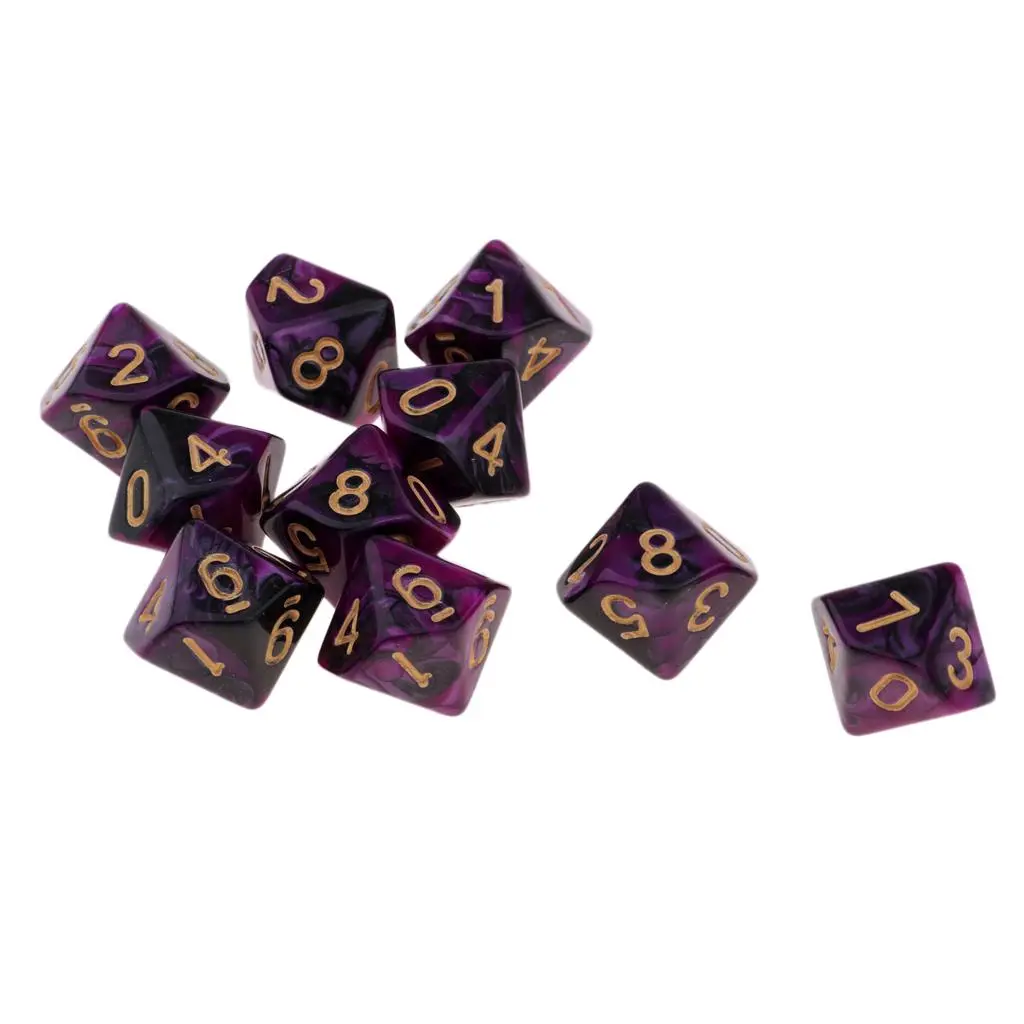 10pcs Ancient Multi sided dice set of 10 D10 RPG