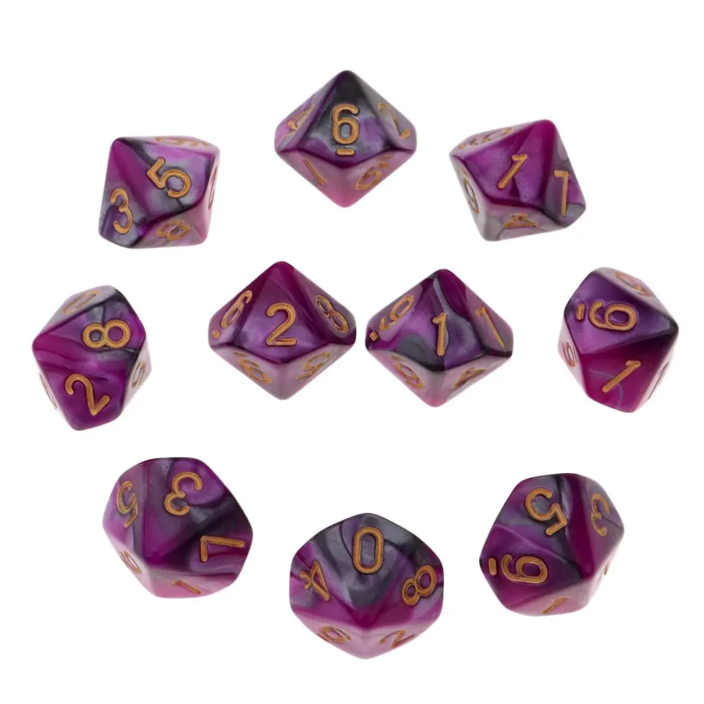 10pcs Ancient Multi sided dice set of 10 D10 RPG