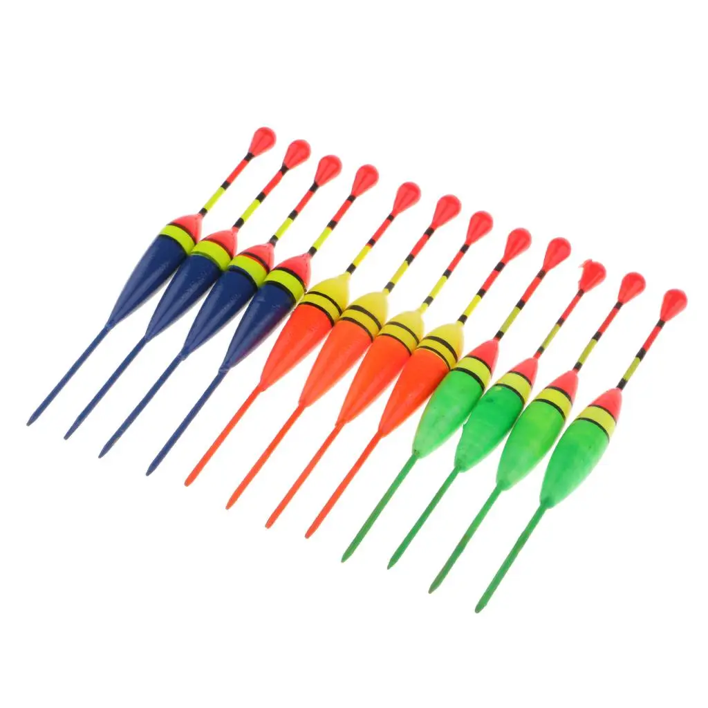 12pcs Ice Fishing Bobbers Wood Float Bobbers Vertical Fishing Buoys 4.33inch