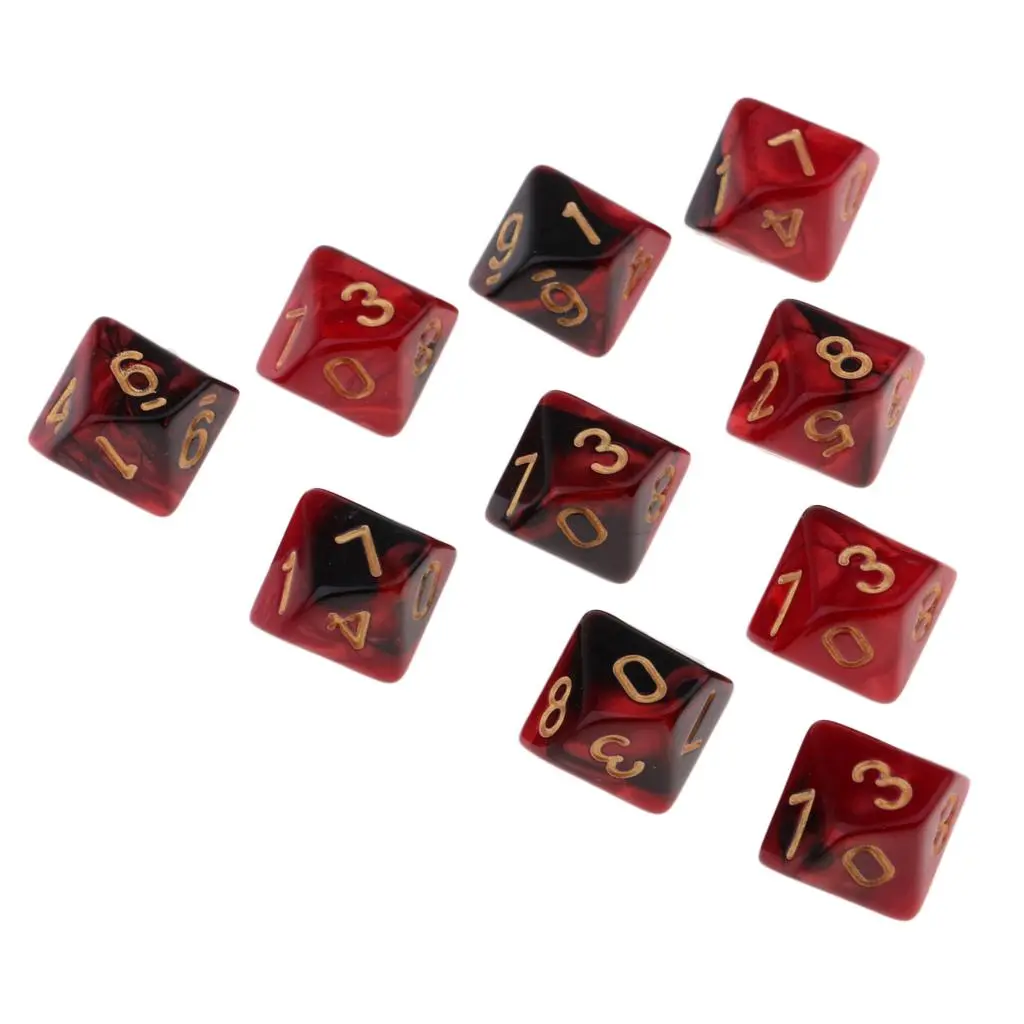 10pcs Ancient Multi sided dice set of 10 D10 RPG