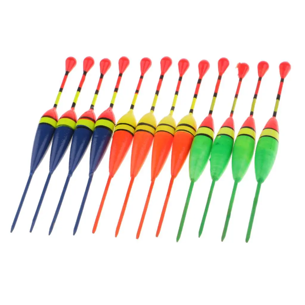 12pcs Ice Fishing Bobbers Wood Float Bobbers Vertical Fishing Buoys 4.33inch