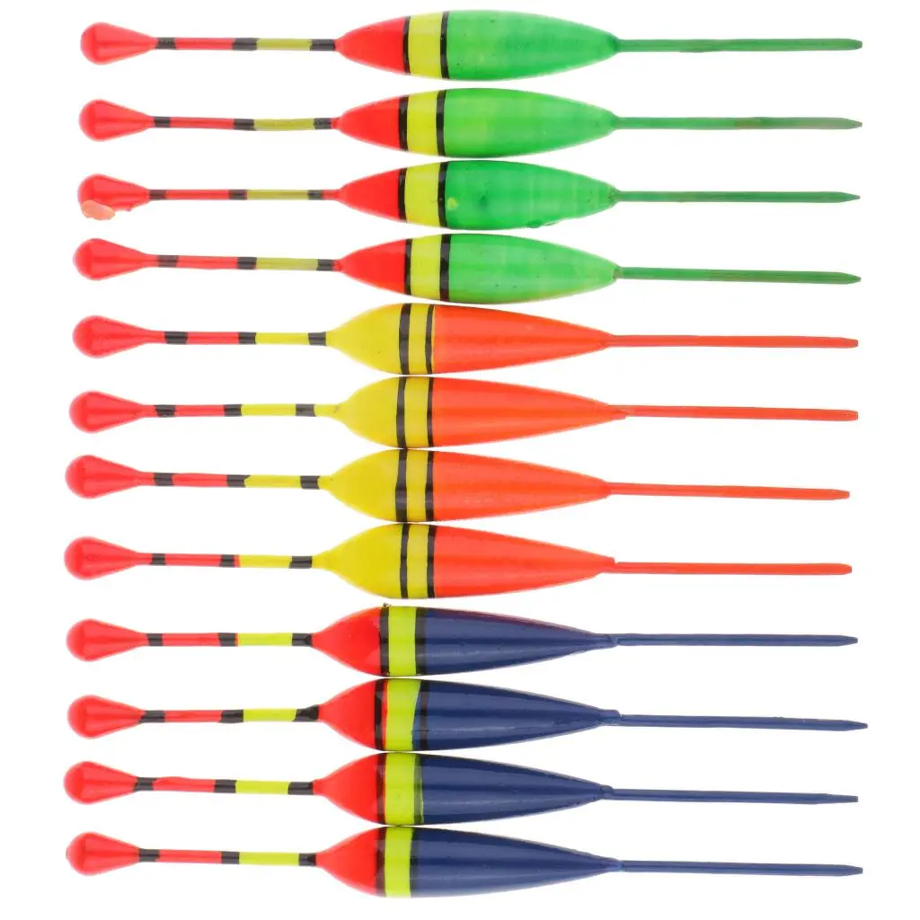 12pcs Ice Fishing Bobbers Wood Float Bobbers Vertical Fishing Buoys 4.33inch