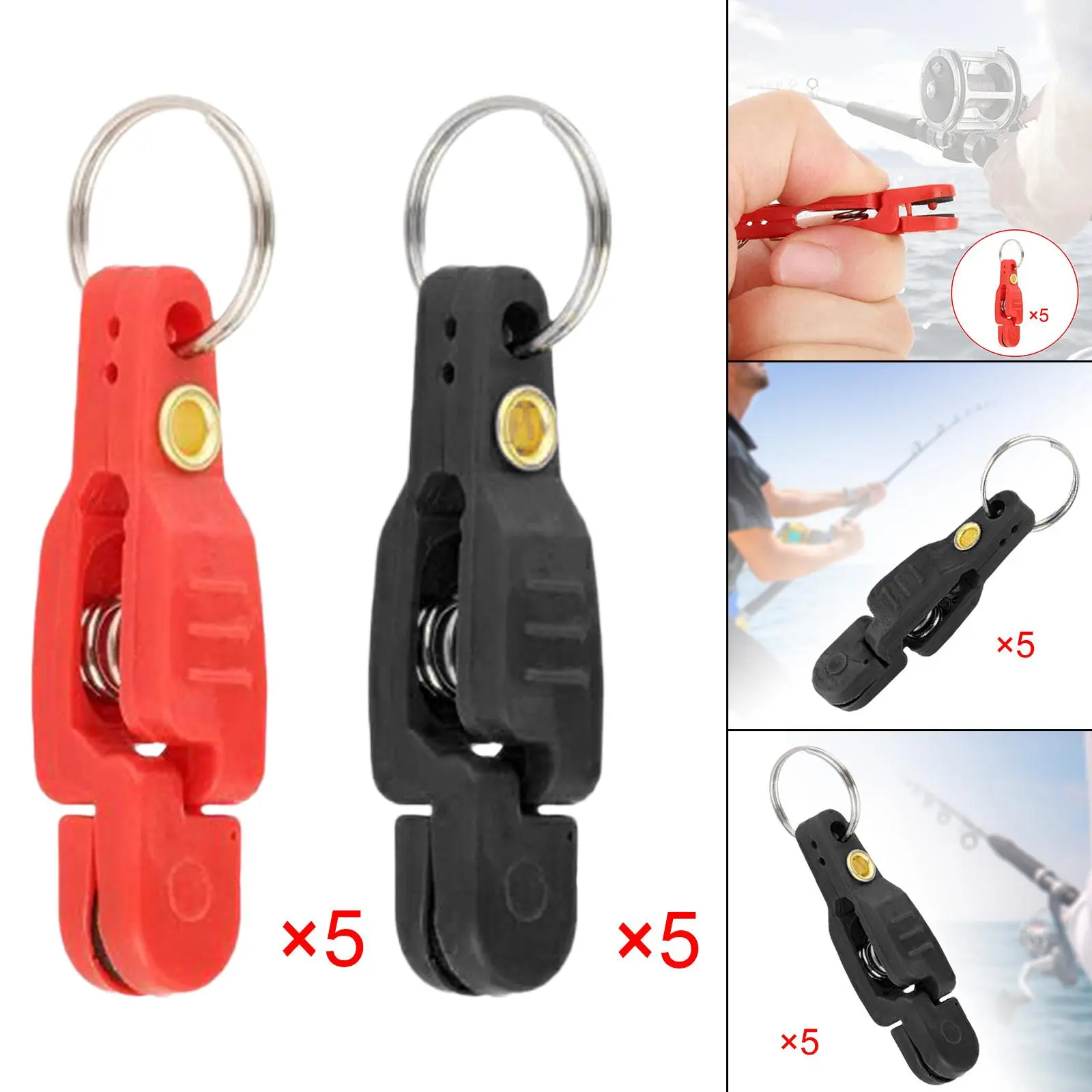 5 Pieces Heavy Tension Snap Release Clips for Weight Boat Fishing Downrigger with Key Ring for Kite Weight Downrigger ﻿ ﻿