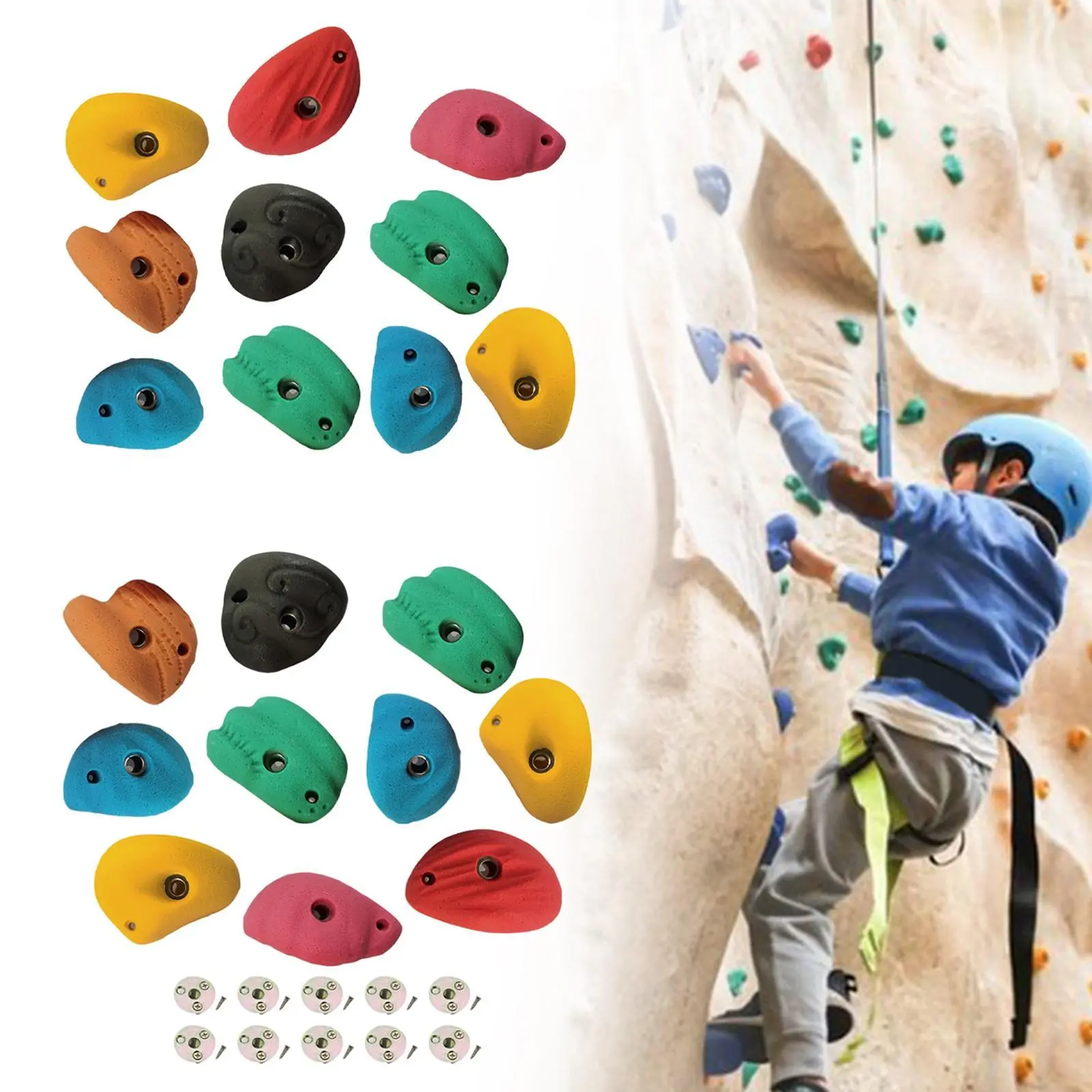 10x Rock Climbing Holds Rock Wall Climbing Kit Rock Wall Grips for Tree Climbing Outdoor Climbing Tree House Course Training
