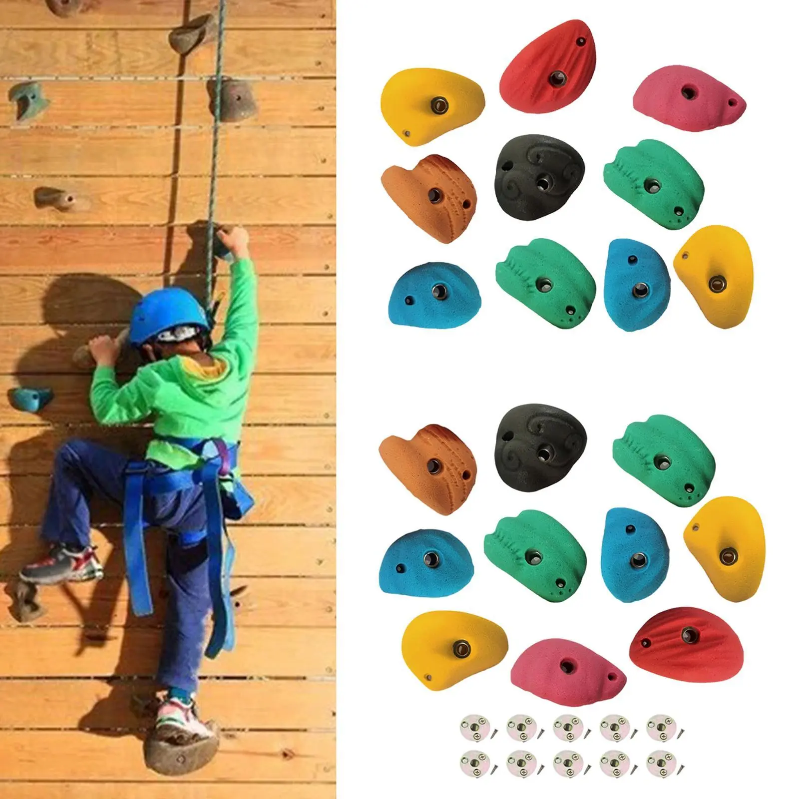10x Rock Climbing Holds Rock Wall Climbing Kit Rock Wall Grips for Tree Climbing Outdoor Climbing Tree House Course Training