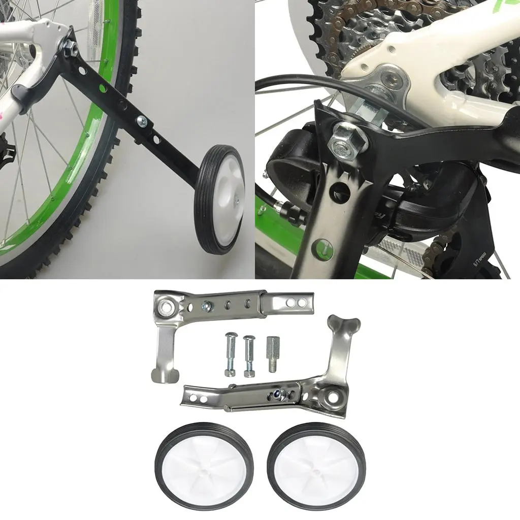 Pair Training Wheels for 16 18 20 4'' inch Single  Stabilizer Stabiliser Support Trainer