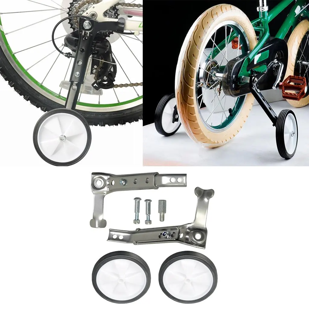 Pair Training Wheels for 16 18 20 4'' inch Single  Stabilizer Stabiliser Support Trainer