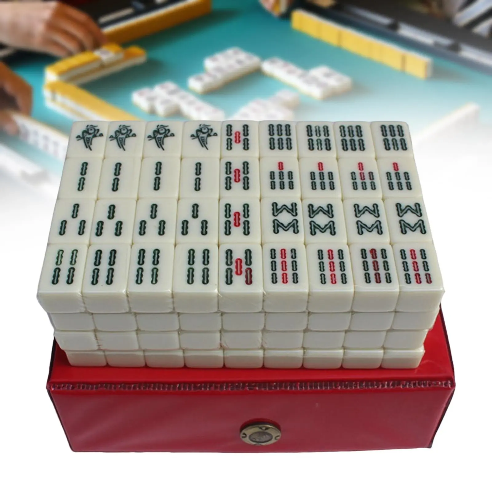 Small Chinese Mahjong Game Set Board Game mahjong with Storage Box Traditional Tiles Game and 2 Blank Tiles for travel