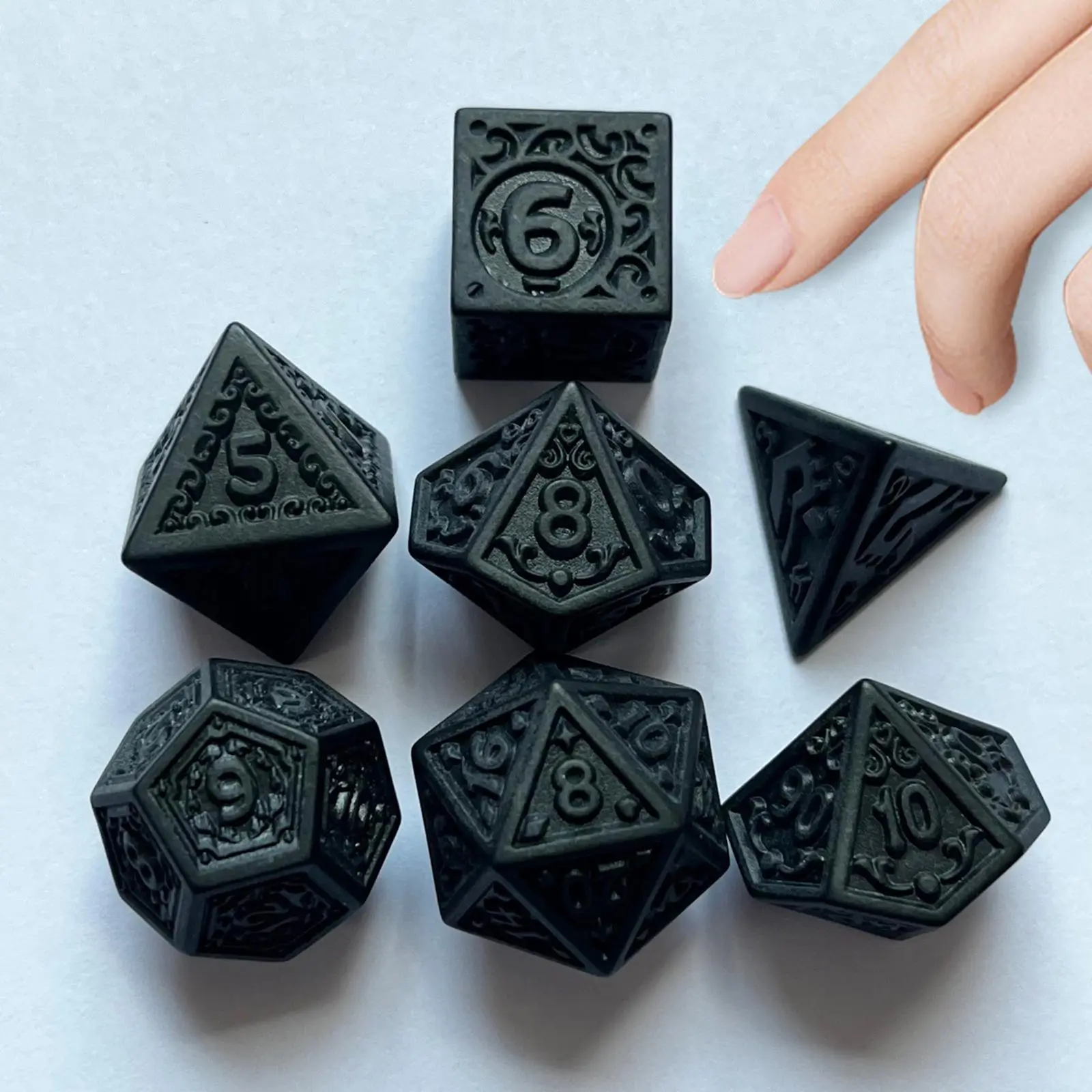 7x Polyhedral Dice Crafts Tabletop Game Handmade Party Retro Style Gift Family Gatherings Collection Multisided Dice
