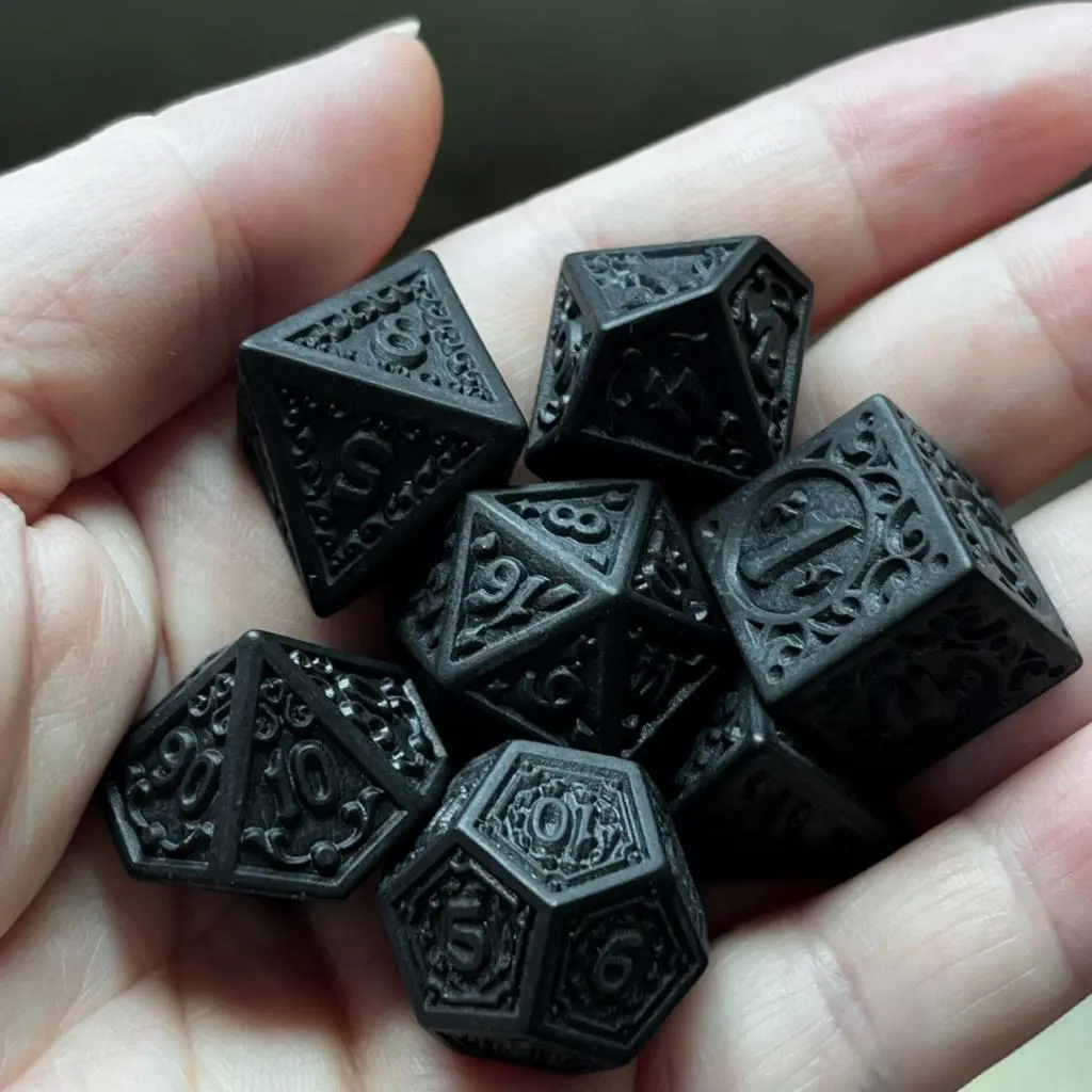 7x Polyhedral Dice Crafts Tabletop Game Handmade Party Retro Style Gift Family Gatherings Collection Multisided Dice