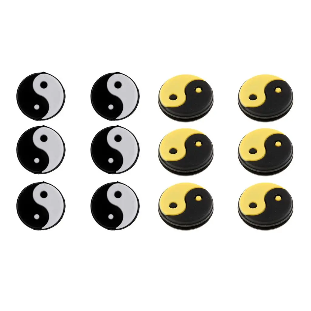6Pcs/Set Yin Yang Pattern Tennis Racquet Vibration Dampeners Soft Lightweight Firm Silicone Material Gift for All Tennis Players