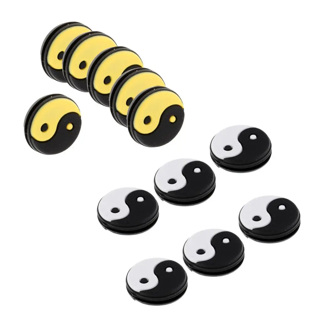 6Pcs/Set Yin Yang Pattern Tennis Racquet Vibration Dampeners Soft Lightweight Firm Silicone Material Gift for All Tennis Players