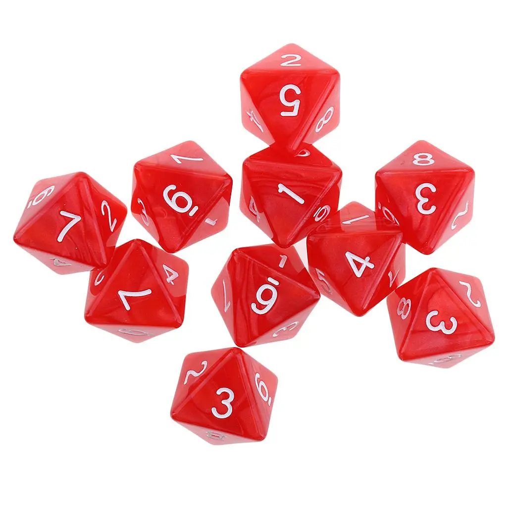 10pcs 8 Sided Dice D8 Polyhedral Dice for Table Games Acrylic Polyhedral Game Dice