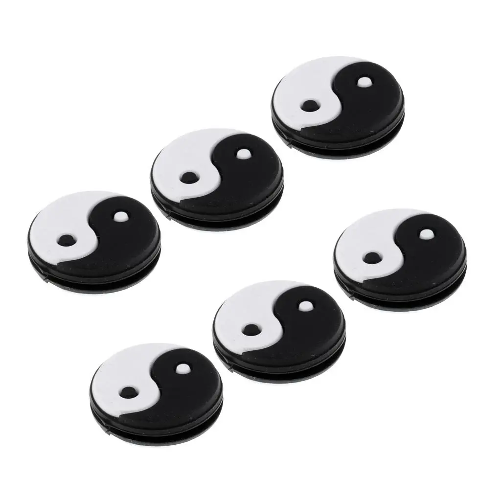 6Pcs/Set Yin Yang Pattern Tennis Racquet Vibration Dampeners Soft Lightweight Firm Silicone Material Gift for All Tennis Players