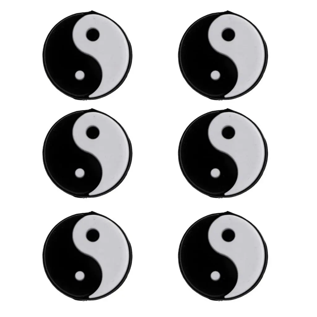 6Pcs/Set Yin Yang Pattern Tennis Racquet Vibration Dampeners Soft Lightweight Firm Silicone Material Gift for All Tennis Players