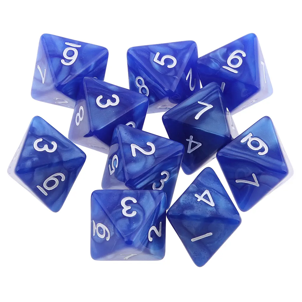 10pcs 8 Sided Dice D8 Polyhedral Dice for Table Games Acrylic Polyhedral Game Dice