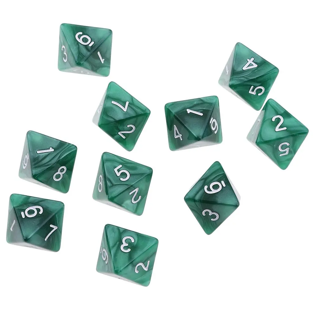 10pcs 8 Sided Dice D8 Polyhedral Dice for Table Games Acrylic Polyhedral Game Dice