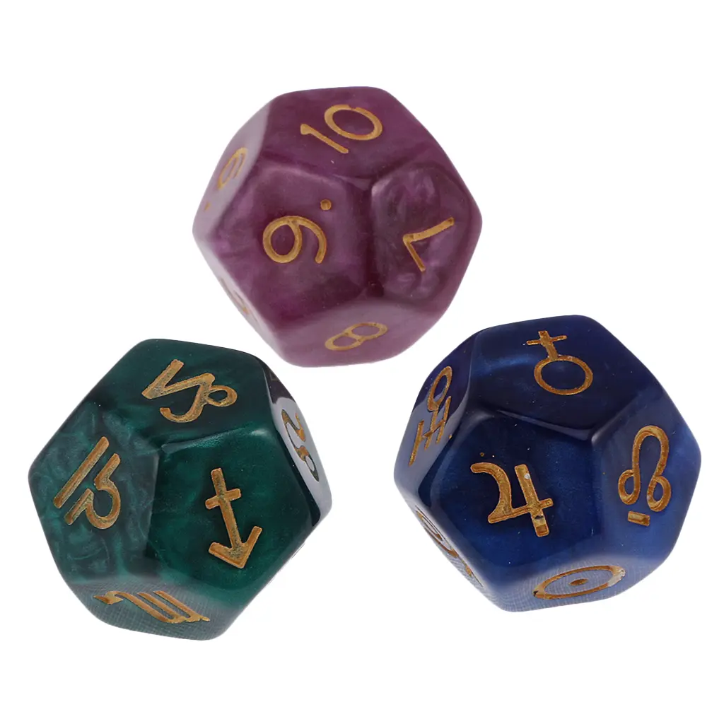 3pcs 12-sided Astrology Dice for Constellation Divination Toys Leisure And Entertainment Toys For Party Game Role Playing Game