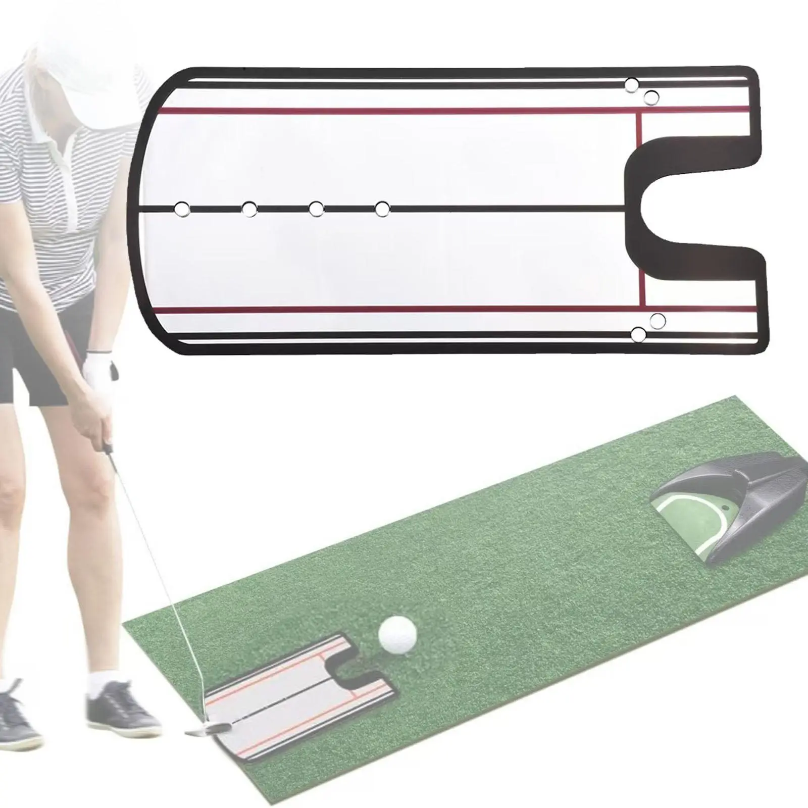 Golf Putting Alignment Mirror Golf Swing Straight Practice Exercise for Beginners Starters Teaching Equipment Golf Putter