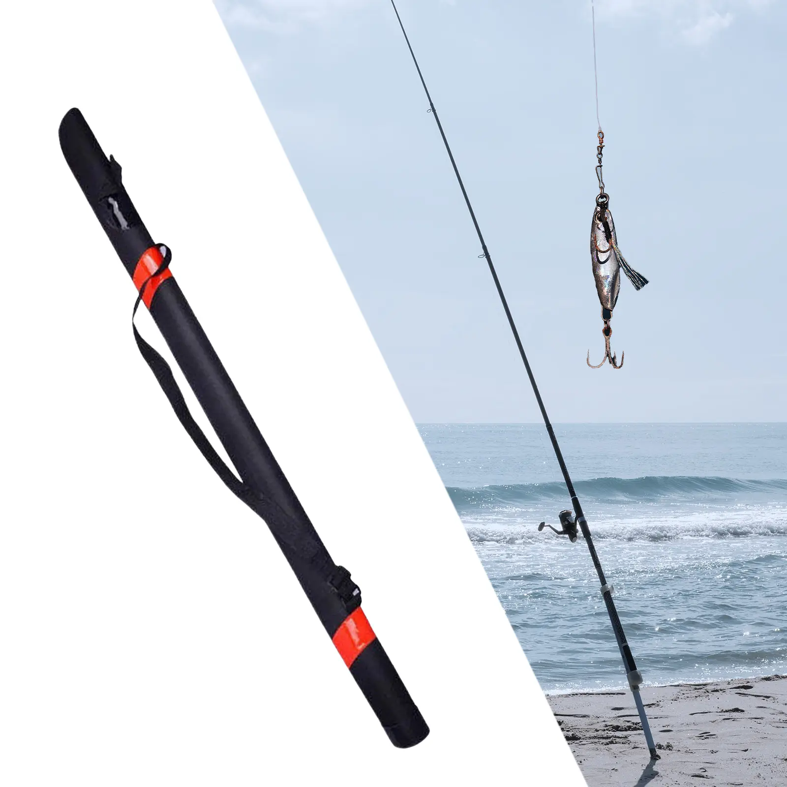 Fishing Rod Bag Gear Bag Hard Shell Waterproof Platform Portable Fly Fishing Rods Case Protective Cover Carrier Bag Portable