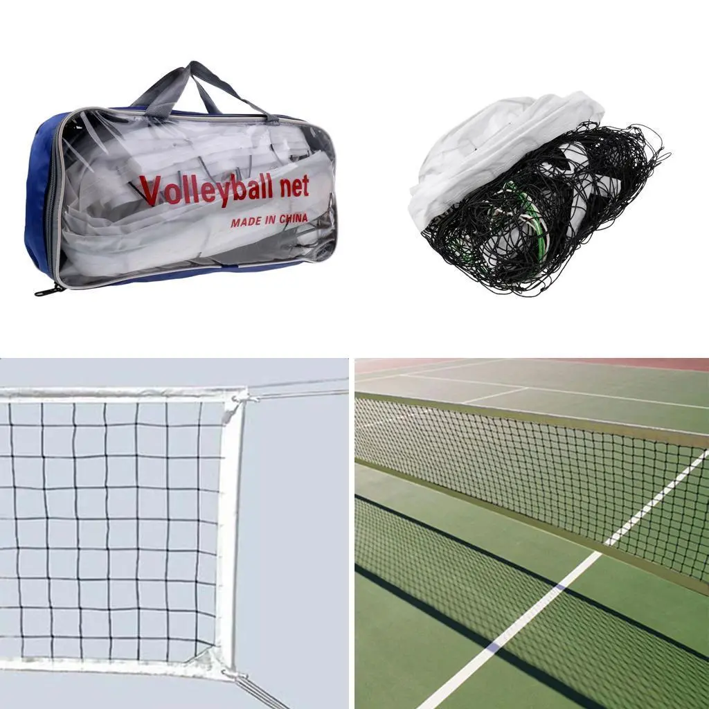 Outdoor Indoor Beach Netting Sports Mesh with Steel Cable and Storage Bag Standard Official Size Volleyball Net