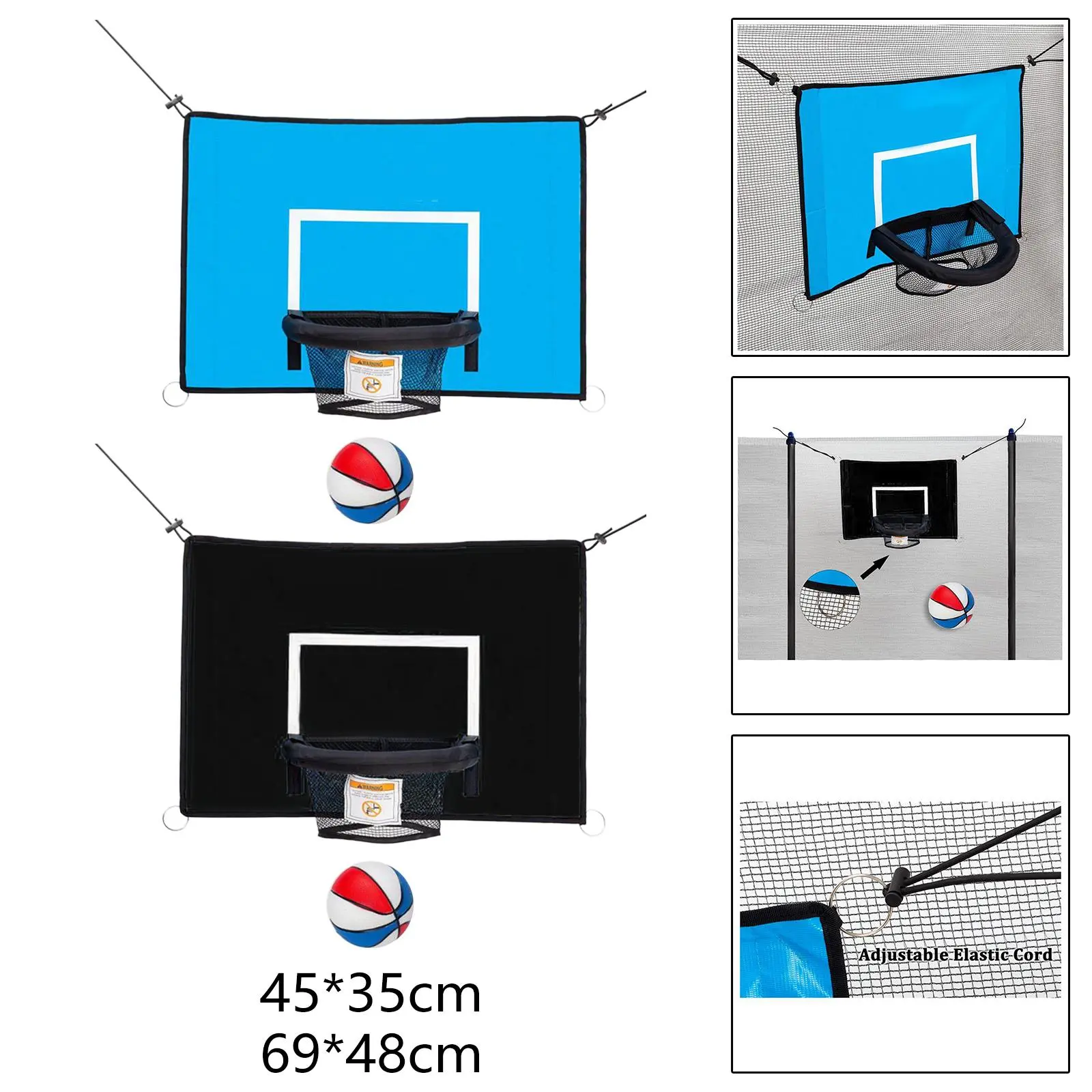 Universal Baseboard Adjustable Ropes Trampolines Basketball Hoop Attachment Basketball Goal for Game Children Outside Playing