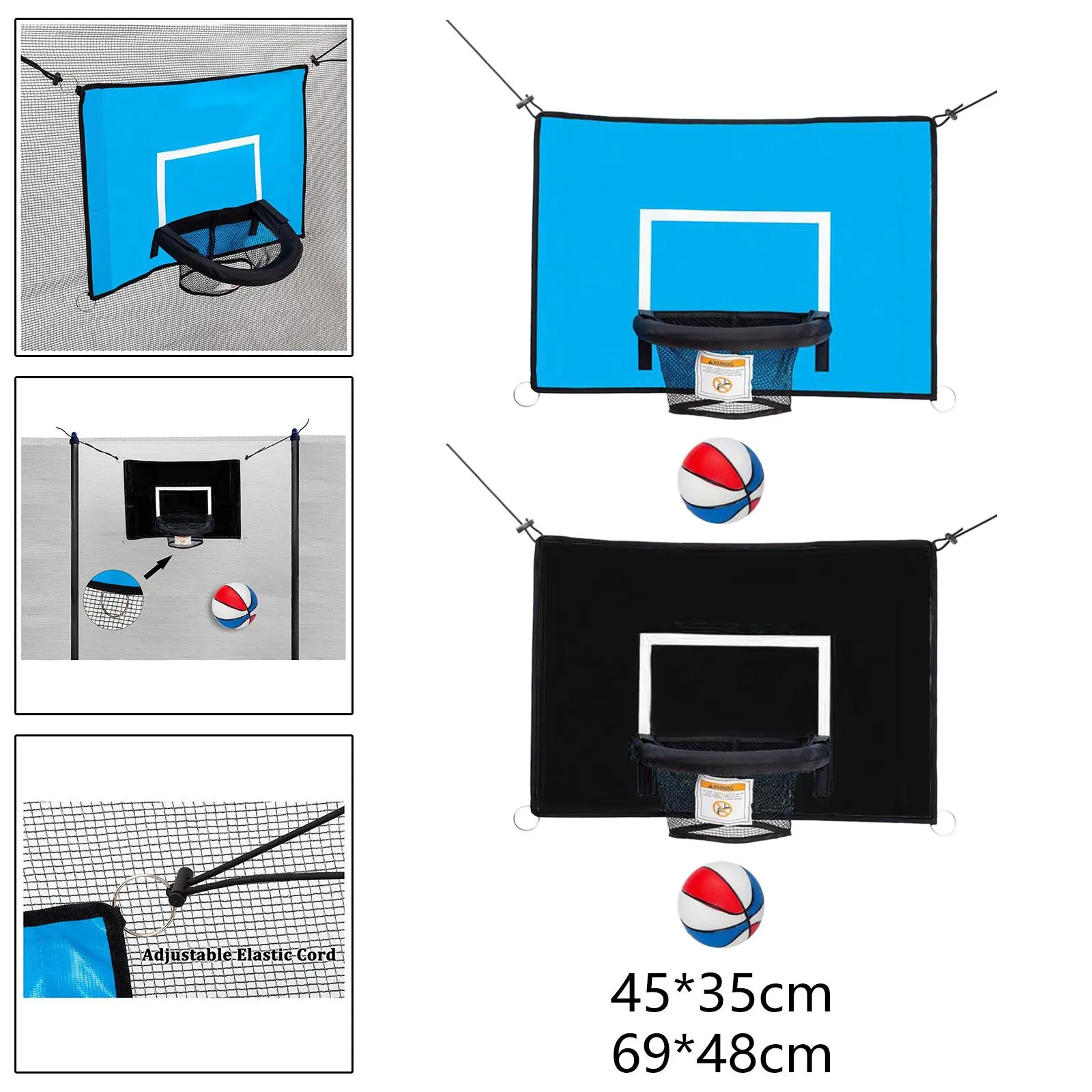 Universal Baseboard Adjustable Ropes Trampolines Basketball Hoop Attachment Basketball Goal for Game Children Outside Playing