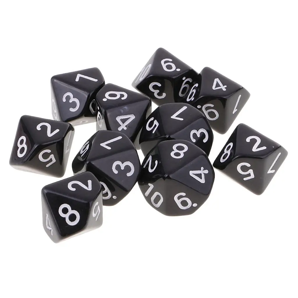 10pcs Polyhedral Role Playing Game Dice Set for DND MTG & Tabletop Games Multi-Colored Opaque Numbered Dice for Dungeons