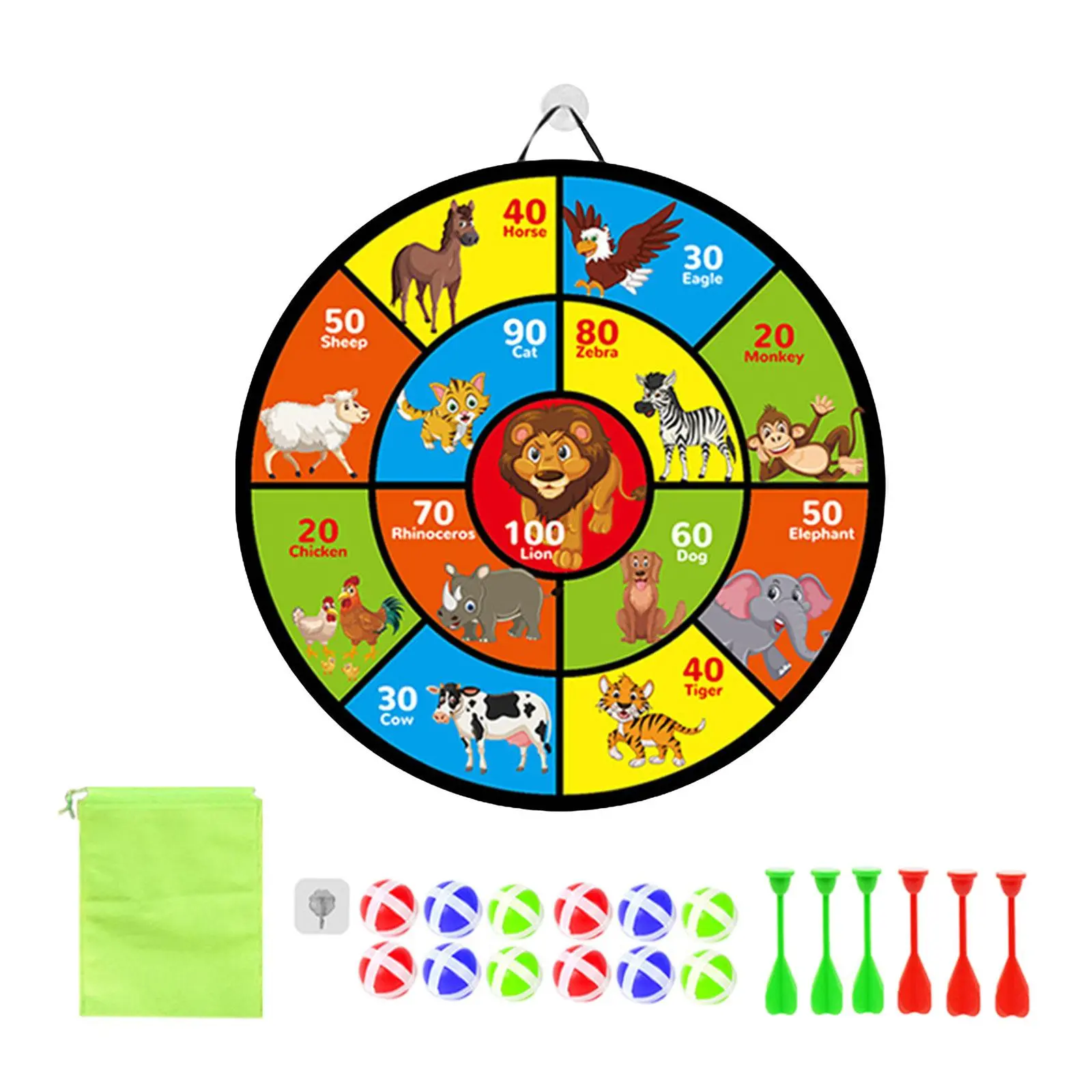 Dart Board for Kids Animal Theme Dart Games Dart Plate Dartboard Game Set 29" Target Board with 12 Sticky Balls Throwing Game