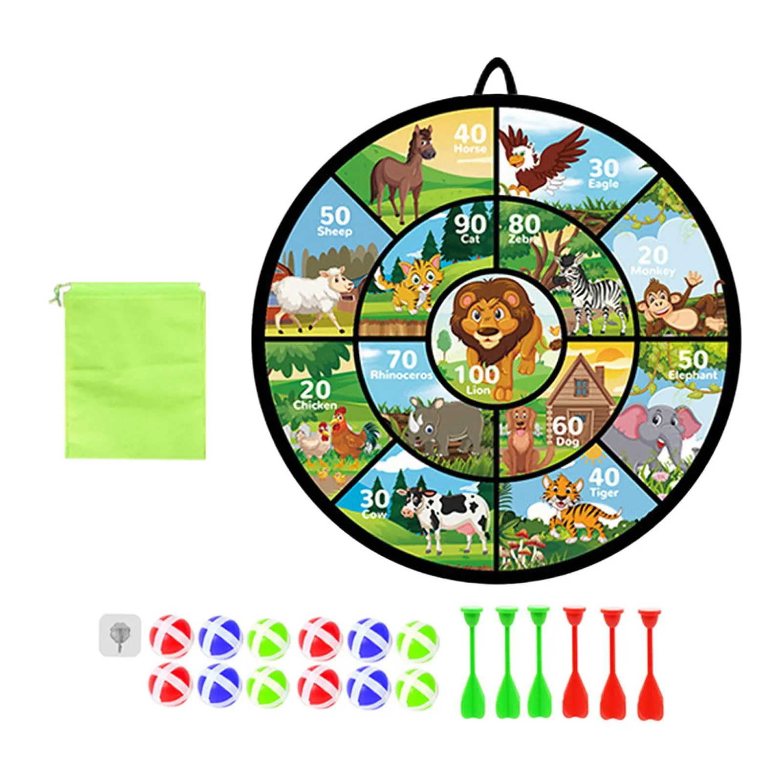 Dart Board for Kids Animal Theme Dart Games Dart Plate Dartboard Game Set 29" Target Board with 12 Sticky Balls Throwing Game