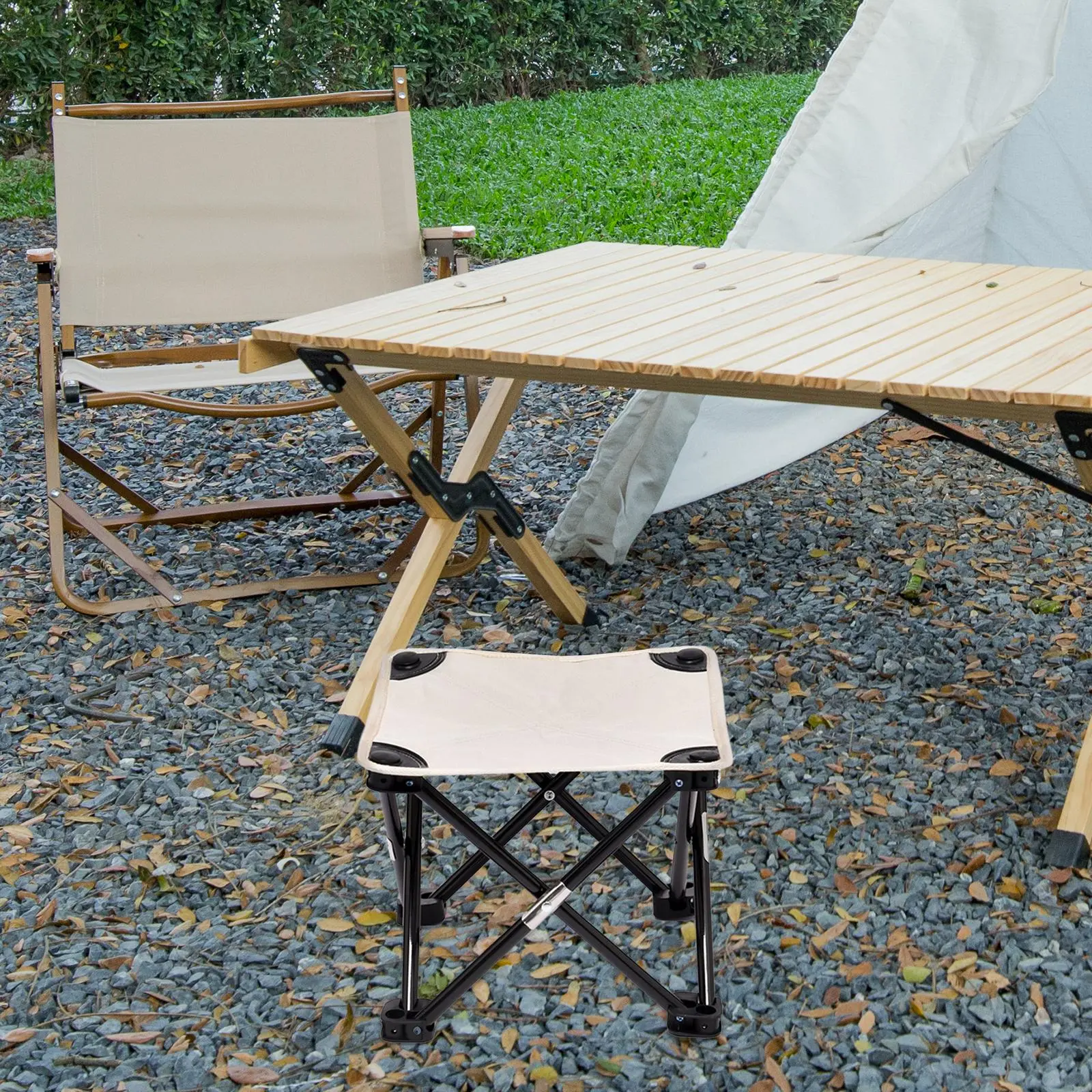 Foldable Footstool Chair Footrest Saddle Chair Portable Camp Stool for Traveling Walking Hiking Picnic Backpacking Lounge