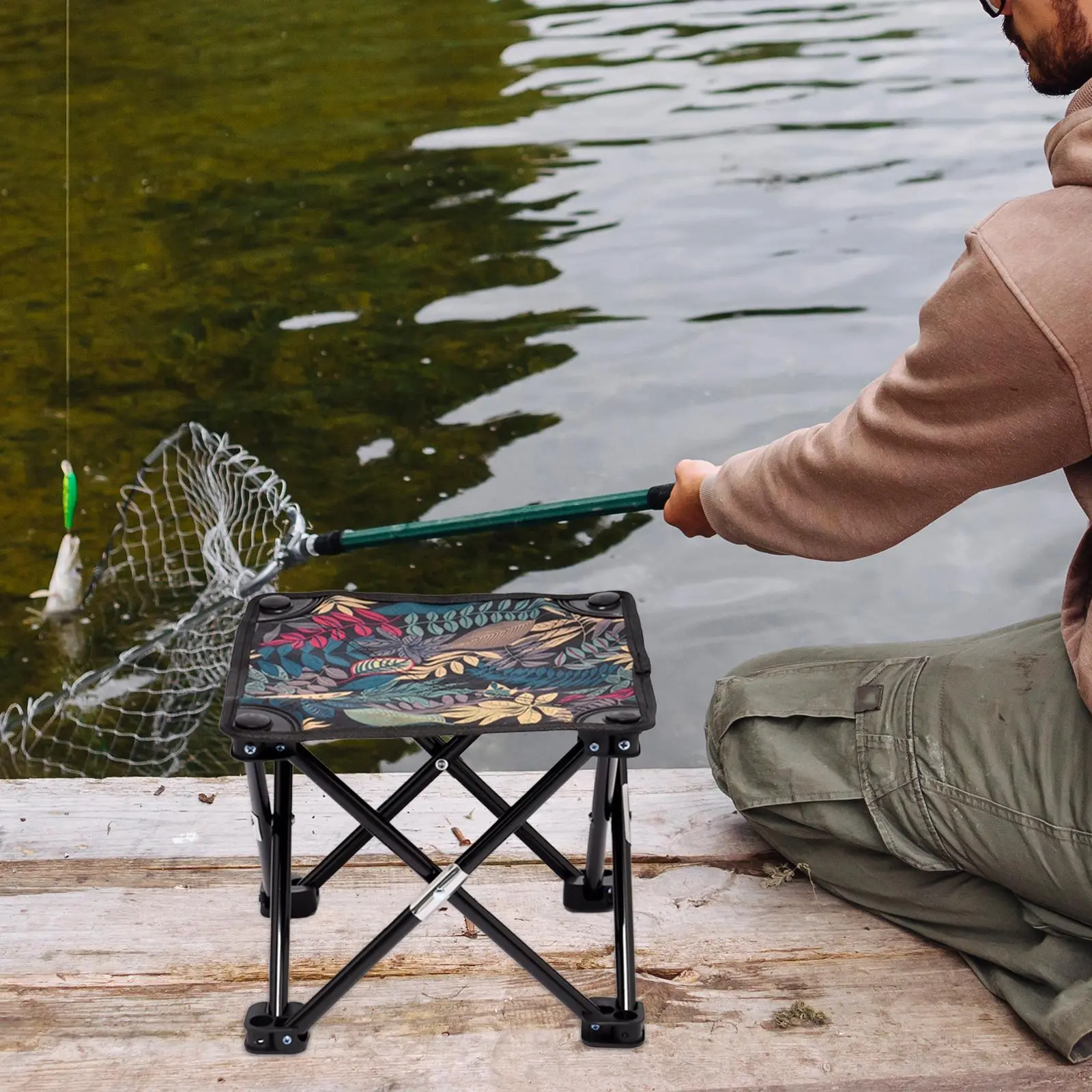 Foldable Footstool Chair Footrest Saddle Chair Portable Camp Stool for Traveling Walking Hiking Picnic Backpacking Lounge