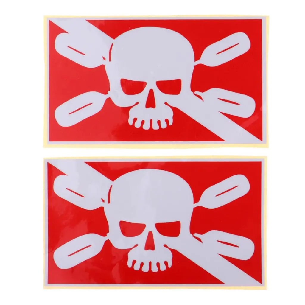 2x Reflective Skull,, Goggles Sticker Decal for Scuba Diving Tank
