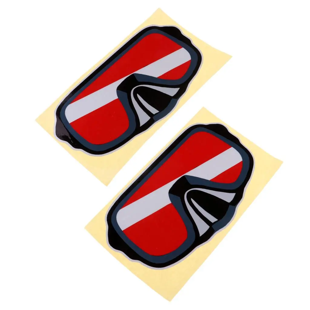 2x Reflective Skull,, Goggles Sticker Decal for Scuba Diving Tank