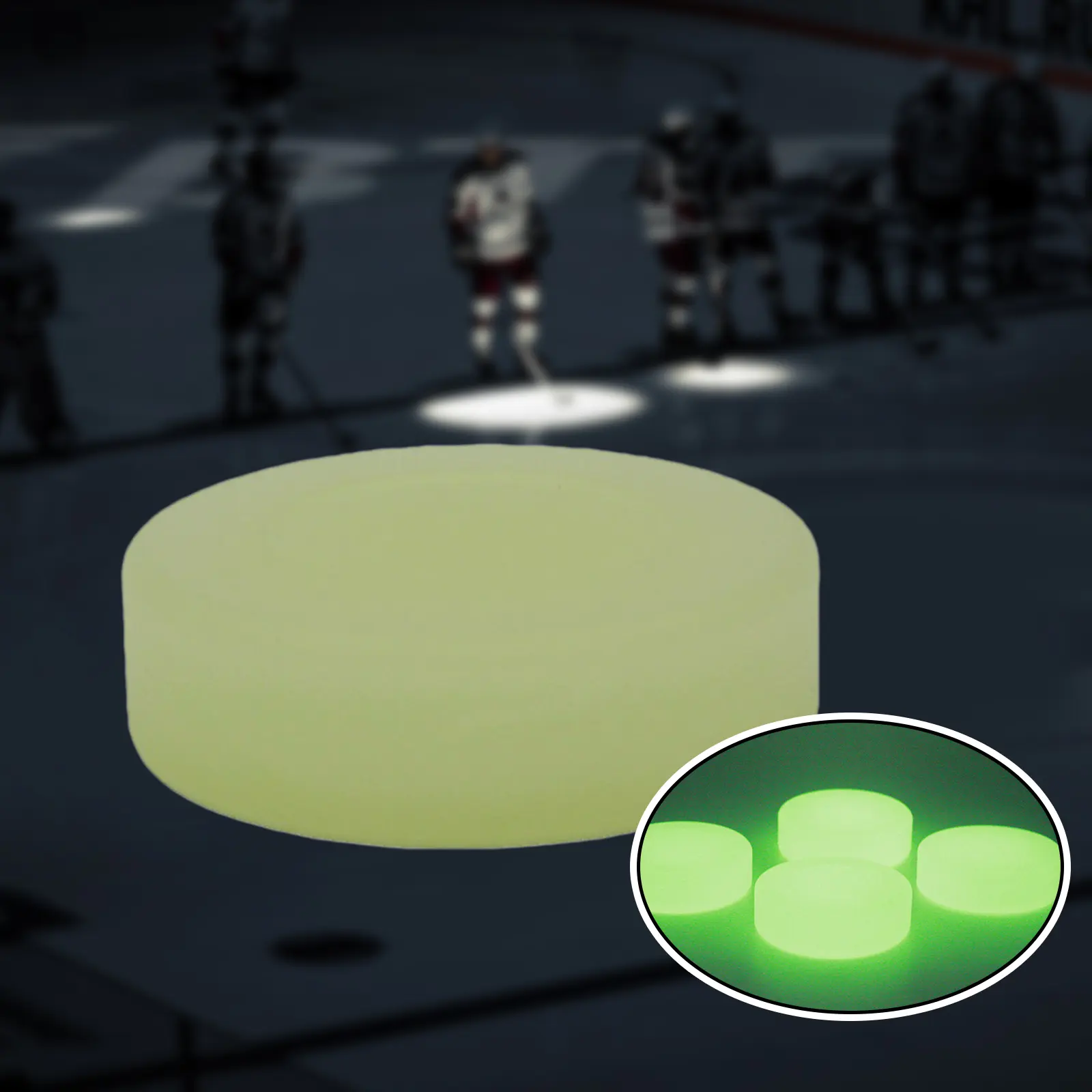 Ice Hockey Puck Glow in The Dark Outdoor Sports Diameter 2.83inch Party Puck Ice Hockey Puck Glow in The Dark Party Puck Green