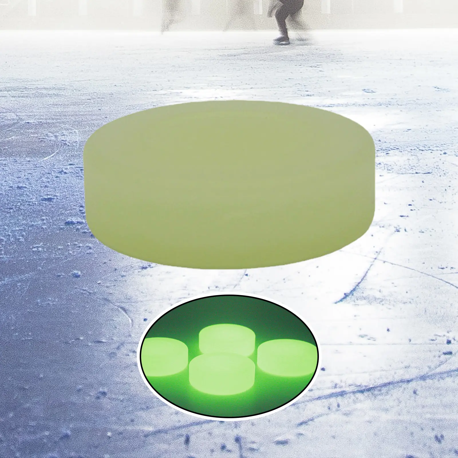 Ice Hockey Puck Glow in The Dark Outdoor Sports Diameter 2.83inch Party Puck Ice Hockey Puck Glow in The Dark Party Puck Green