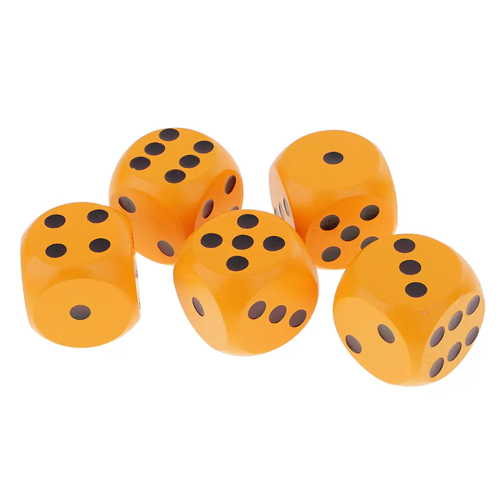 Pack of 5 pcs 6 Sided Large Wooden Dice Game Supplies 30mm for Dungeons & Dragons TRPG Board Games Drinking Gambling Dice