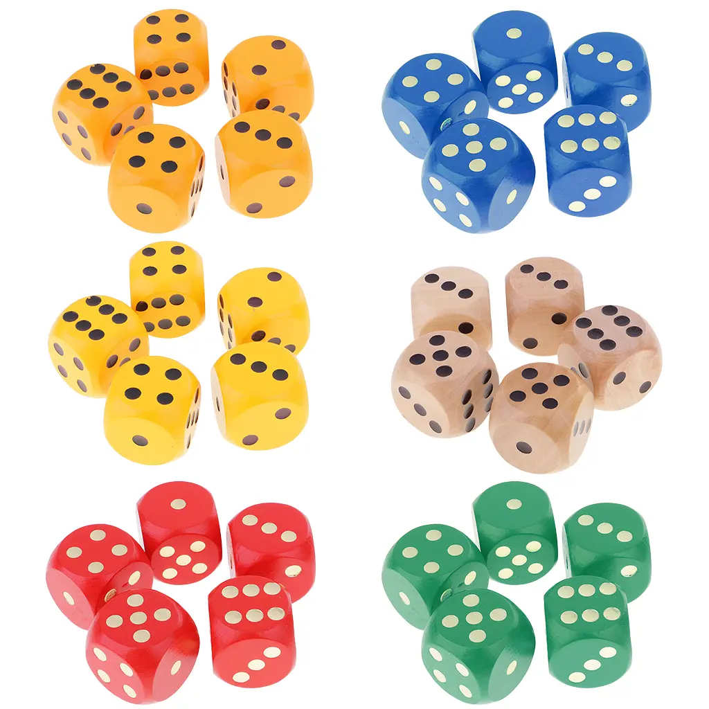 Pack of 5 pcs 6 Sided Large Wooden Dice Game Supplies 30mm for Dungeons & Dragons TRPG Board Games Drinking Gambling Dice