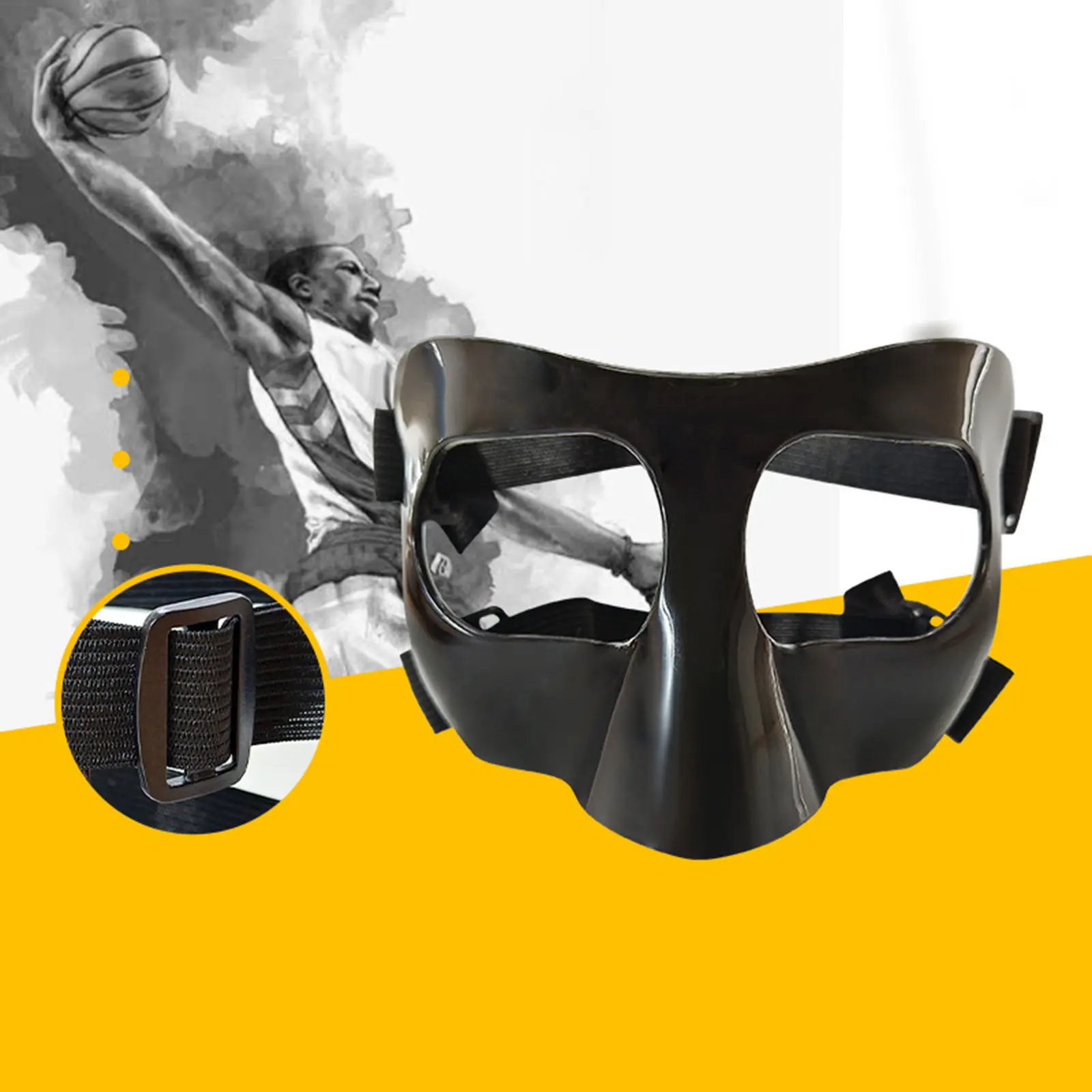 Basketball Mask Adults Mask For Broken Nose Adjustable Strap Face Nose Guard Elastic Nose Guard Face Shield Protective Mask